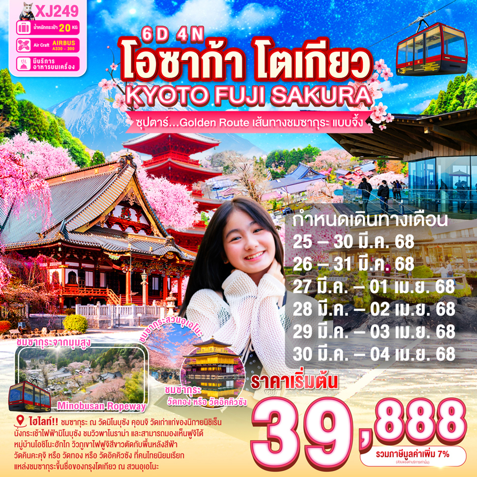 Osaka Kyoto Fuji Tokyo Sakura 6d 4n By Xj Mar Apr 25 ซุปตาร์ Golden Route เส้นทางชม